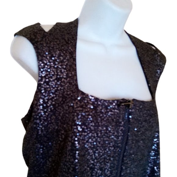 Le CHATEAU  Sparkly Black Silver Zip-Up Dress Size Large NEW NWT - Picture 3 of 5